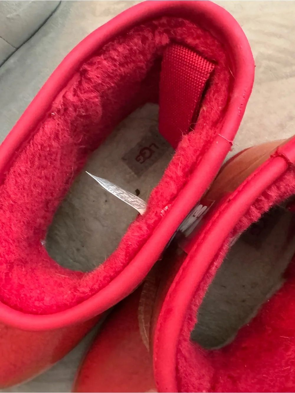 UGG Kids Red Glossy Shearling Ankle Boots